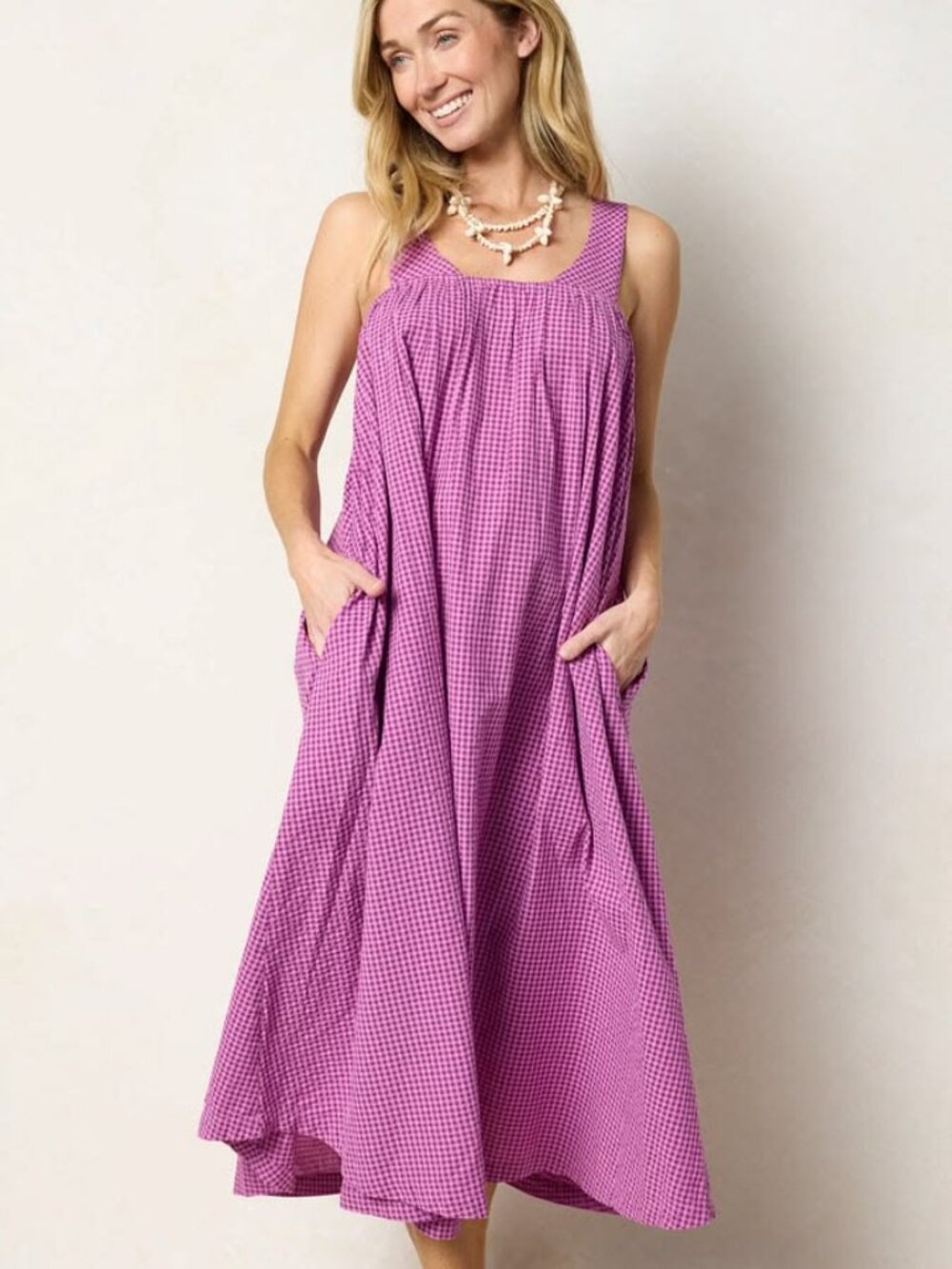 NWT Natural life Charleston Cotton Maxi Dress - Purple Gingham
